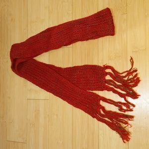 Red and Brown Skinny Scarf